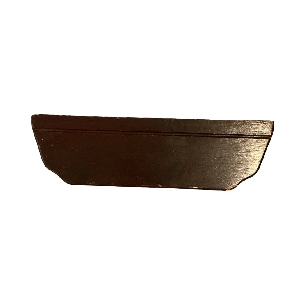 Vintage Dark Wood Wall Shelf Gold Gilt Trim Floating Corbel Brackets 17.5 Inch